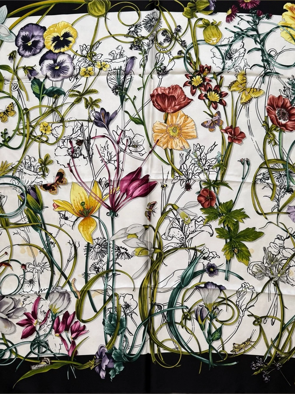 Display #1 Gucci Scarf Flora Infinity Print White Silk Scarf Wrap